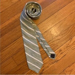 J. CREW - EUC Italian Linen Diagonal Stripe Necktie - Sage Green